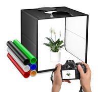 Studio Fotografico Portatile 40x40cm, 5600K CRI95+ Custodia Portatile Pieghevole Box Fotografica, Dotata di Panni Morbidi e Luminosi e di 6 Pannelli di Sfondo Colorati