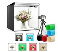Studio Fotografico Portatile 60CM, Scatola Luminosa per Fotografia con Staffa, Luminosità Regolabile Dallo 0 al 100% Box Fotografico Dotato di 126 Perline LED Ruotabili a 360°