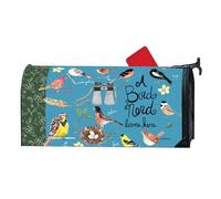 Studio M A Bird Nerd Lives Here MailWrap - Copertura magnetica per cassetta postale standard da 16,5 x 48 cm - Decorazione colorata per cassette postali all'aperto per il cortile