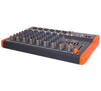 Ibiza - MX801 - Mixer semi-professionale completo a 6 canali (equalizzatore a 5 bande) con ingressi MONO, microfonici e di linea e uscite REC, RCA, cuffie e AUX - USB - Nero e arancione