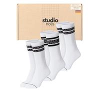 Studio Nolis Calzini da tennis a righe Leo - Oeko-Tex 100 cotone - Calzini da Donna - Set di 3 - Crew Socks Leo