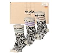 Studio Nolis Calzini da tennis Leopardata - Oeko-Tex 100 cotone - Calzini da Donna - Set di 3 - Crew Socks Leo