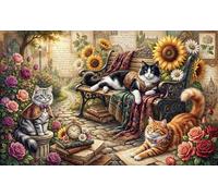 Studio segreto del gatto Puzzle 1000 Pezzi,Cartone Di Qualità,Gioco Educativo,Decorazione Casa,Idea Regalo,dai 14 Anni,Adulti E Ragazzi,Sfida Impossibile,Antistress 52x38cm