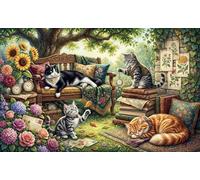 Studio segreto del gatto Puzzle 1000 Pezzi,Sfida Impossibile,Gioco Educativo,dai 14 Anni,Adulti E Ragazzi,Decorazione Casa,Idea Regalo,Cartone Di Qualità,Antistress 70x50cm