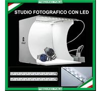STUDIO SET FOTOGRAFICO PORTATILE LIGHT BOX PIEGHEVOLE CON ILLUMIN. LED 6 SFONDI