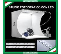 STUDIO SET FOTOGRAFICO PORTATILE PIEGHEVOLE LIGHT BOX CON ILLUMIN. LED 6 SFONDI