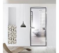 Studio Silver - Porta interna in vetro battente con cornice, modello Supreme, vetro di sicurezza temperato trasparente da 8 mm, decorazione nera, cornice a L, adatta per apertura 70 x 198 cm