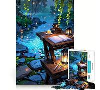 Studio sul fiume︰ Scena tranquilla con puzzle da scrivania per adulti 1000 pezzi Puzzle per la mente Passatempo rilassante Immagine da assemblare Regalo delizioso (38x26cm)
