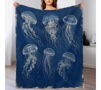 Studio sulle meduse blu Coperta Oceano Indaco Coperta Leggera Camera