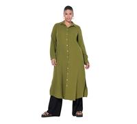 Studio Untold Blusa Lunga in Mussola con Collo da Camicia e Maniche Lunghe Oliva 54+ 839620642-54+