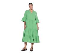 Studio Untold Maxi Abito dal Taglio Svasato in Mussola con Collo Alto, Volant e Maniche a 3/4 Verde 54+ 819697435-54+