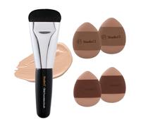 Studio17 Set di pennelli piatti per fondotinta e piccoli pennelli da trucco | Piccolo set di pennelli da trucco con 4 mini spugnette di dimensioni | Kit per fondotinta liquido e trucco per base |