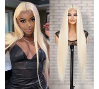 STUDIOCUT BY PROS Parrucca Super Lunga Liscia da 36 Pollici con Parte Anteriore in Pizzo, Riga Centrale in Mezzo, per Donne Nere, Attaccatura Rea