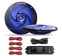 STUDIOFINIX 6,5" 240W Altoparlanti marini Bluetooth impermeabili, a 2 vie con luci LED e design sottile, per barca, camper, ATV, UTV, carrello da golf (1 coppia, Nero)