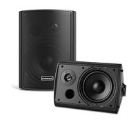 STUDIOFINIX Altoparlanti a parete 4" 200W Bluetooth 5.1 Impermeabili, Wireless con sincronizzazione e telecomando IR, interno/esterno, garage e giardino (401BLE, Nero, Coppia)