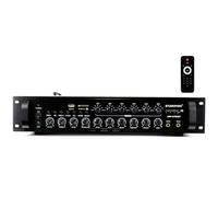 STUDIOFINIX Amplificatore Bluetooth Commerciale 650W 6 Zone 70V, Montaggio Rack 2U, 3 Ingressi Mic con Eco, Ottico Coassiale USB RCA FM, per Ristoranti Uffici Bar, Compatibile con altoparlanti 4-16Ω