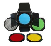 StudioKing Barndoors SK-BD18 con filtri colore e griglia