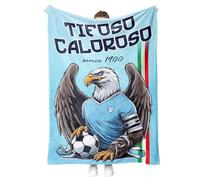 StudioPixelStore Coperta di Pile,Plaid per Divano e Letto Singolo 100 x 160 Cm con Stampe Squadre Serie A - Copertina Stampe Squadre Calcio ideale per Regalo di Natale , Gadget (Tifosi Laziali)