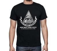STUDO&PCRA Men's Illuminati Secret Society Freemason Eye Pyramid Masonic Tee T-Shirts Black 3XL