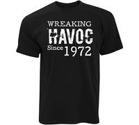 STUDO&PCRA Men's Mens 50Th Birthday Wreaking Havoc Since 1972 Fiftieth Gift Idea Tee Black T-Shirts Black 3XL