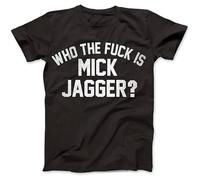 STUDO&PCRA Men's Short Sleeve Who The F*UK is Mick Jagger Distressed T Shirt Black S