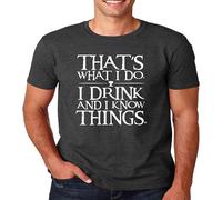 STUDO&PCRA Men's Thats What I Do I Drink And I Know Things Dk Heather T-Shirts Grey S