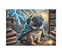 Study Cute Pug Puzzle 500 Pezzi Firenze Per Adulti Cartone Di Alta Qualità Per Collezione Artistica Da Passatempo Regalo Di Laurea Qualità Museale 500 PCS/52×38cm