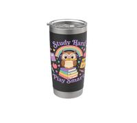 Study Hard Play Smart Owl Back To School Student Bicchiere termico in acciaio inox doppia parete