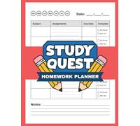 Study Quest Homework Planner for ADHD School Students: Undated Daily Assignment Tracker, Journal and Organizer for Middle and High School Teens