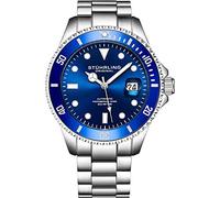 Stührling Original Edizione Deep Blue Orologio Automatico da Uomo 200m Orologio sportivo resistente all'acqua, con corona a vite, braccialetto in acciaio inox, lunetta girevole unidirezionale
