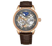 Stührling Original Men's Automatic Watch with Grey Dial Analogue Display and Brown Leather Strap 835. 04