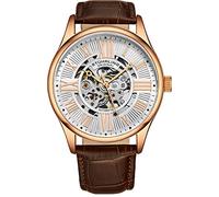 Stührling Original Orologio da uomo con scheletro atrio automatico a carica automatica, meccanico, con cinturino in pelle di alta qualità