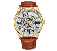 Stührling Original Orologio da uomo con scheletro atrio automatico a carica automatica, meccanico, con cinturino in pelle di alta qualità