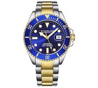 Stuhrling Original Orologio subacqueo da uomo, movimento svizzero, acciaio inossidabile, quadrante blu, bracciale in acciaio inossidabile, resistente all'acqua fino a 100 m, nero, moderno