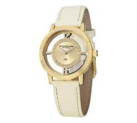 Stührling Original Winchester Tiara Women's Quartz Watch with Gold Dial Analogue Display and White Leather Strap 388L2. SET. 02