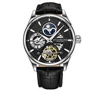 Stührling Orologio analogico da uomo Original Skeleton Dress, orologio da polso meccanico automatico, placcato oro/acciaio inossidabile, cinturino in vera pelle di vitello