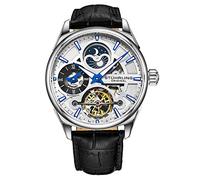Stührling Orologio analogico da uomo Original Skeleton Dress, orologio da polso meccanico automatico, placcato oro/acciaio inossidabile, cinturino in vera pelle di vitello