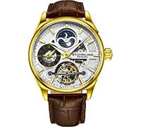Stuhrling Original Orologio analogico da uomo, con scheletro, meccanico, automatico, placcato oro/acciaio inossidabile, cinturino in vera pelle di vitello, Oro-A., Orologio analogico, meccanico