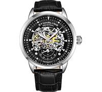 Stuhrling Original 3133 2 di Lusso Automatico Skeleton Nero Pelle Uomo Orologio