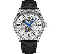 Stührling Orologio automatico da uomo Original con design scheletrato, cinturino in vera pelle e movimento meccanico a carica automatica