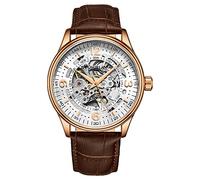 Stührling Orologio automatico da uomo Original con design scheletrato, cinturino in vera pelle e movimento meccanico a carica automatica