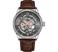 Stührling Orologio automatico da uomo Original con design scheletrato, cinturino in vera pelle e movimento meccanico a carica automatica