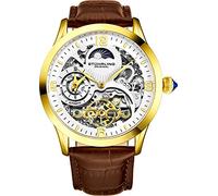 Stührling Original Orologio automatico 3921 3 Legacy scheletrato doppio fuso cinturino pelle marrone