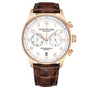Stührling Orologio cronografo al quarzo da uomo Original - Cassa in acciaio inossidabile e cinturino in pelle - Quadrante analogico con indicazione della data Collezione di orologi da uomo GR1-Q