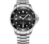 Stuhrling Orologio da sub da uomo in acciaio inossidabile resistente all'acqua fino a 200 metri, movimento automatico svizzero con chiusura di sicurezza e corona a vite