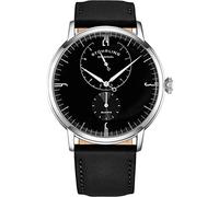 Stührling - Orologio da uomo Horween con cinturino in pelle, stile minimalista, analogico, con cristalli bombati, orologio da uomo, quadrante 24 ore, orologio da uomo, Nero/nero, 3969.3