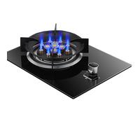 Stufa A Gas 33 Cm, Fornello A Gas A 1 Bruciatore, Bruciatore Wok Ad Anello Antincendio A 13 Cavità Da 9,0 KW, Piano In Vetro Temperato Nero Con Protezione Antifiamma, Adatto For La Cucina Di Casa