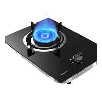 Stufa a gas da 20 cm a porta singola 4,8 KW Stufa a fuoco feroce con protezione contro la fiamma da tavolo incorporata Anello di fuoco a gas piano cottura per cucina domestica in vetro temperato nero
