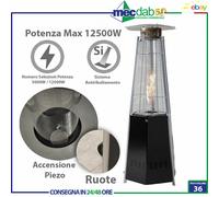 Stufa a Gas GPL a Fiamma Viva a Piramide Da Esterno 12500W H222,7 Cm