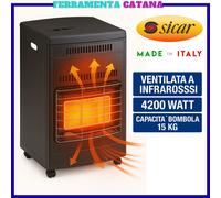 stufa a gas gpl ventilata infrarossi bombola portatile per interni nera 4.2 kw [EEK: A]